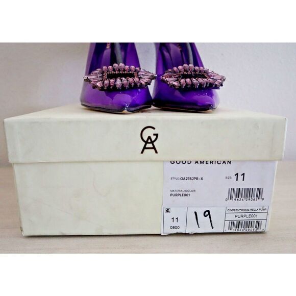 Good American Sz 11 Purple Cinder-F*cking-Rella Jeweled Stiletto Pumps $195 - Picture 5 of 14